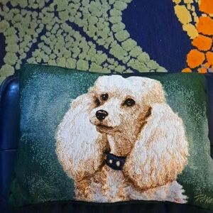Linda Picken Poodle Decorative Throw Pillow Tapestry Woven Dog Green 10x16”